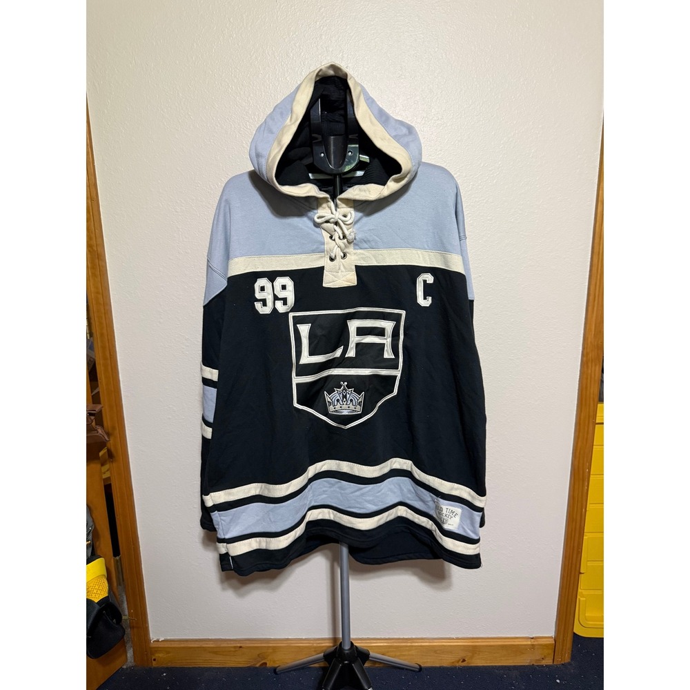 Old Time Hockey LA Kings Wayne Gretzky 99 Hoodie Jersey Mens XXL Black Blue NHL